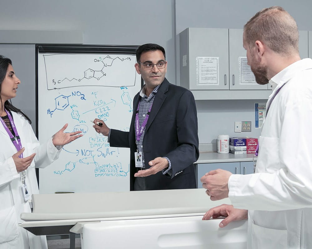 Dr. Neil Vasdev (centre), Director of CAMH’s Azrieli Centre for Neuro-Radiochemistry, is one of four Canada Research Chairs leading a research project at CAMH that combines brain imaging and music to help treat clinical depression
