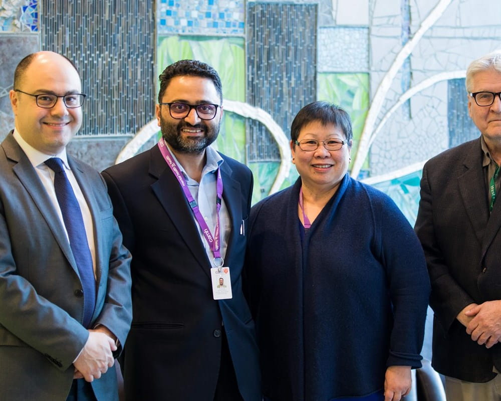 Integrated care pathway team members (from left): CAMH’s Dr. Tarek Rajji, Dr. Sanjeev Kumar and Rong Ting, and Dr. Peter Derkach