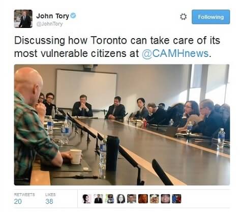 From Mayor Tory’s Twitter account: the roundtable discussion in action
