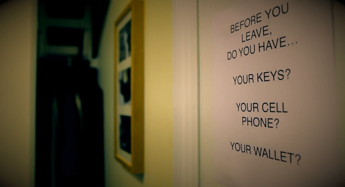 A reminder sign in a patient's home