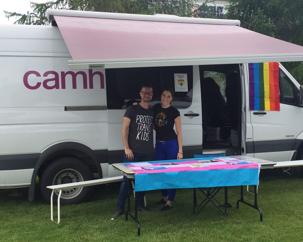 Dr. Alex Abramovich in front of CAMH van York LGBTQ2S