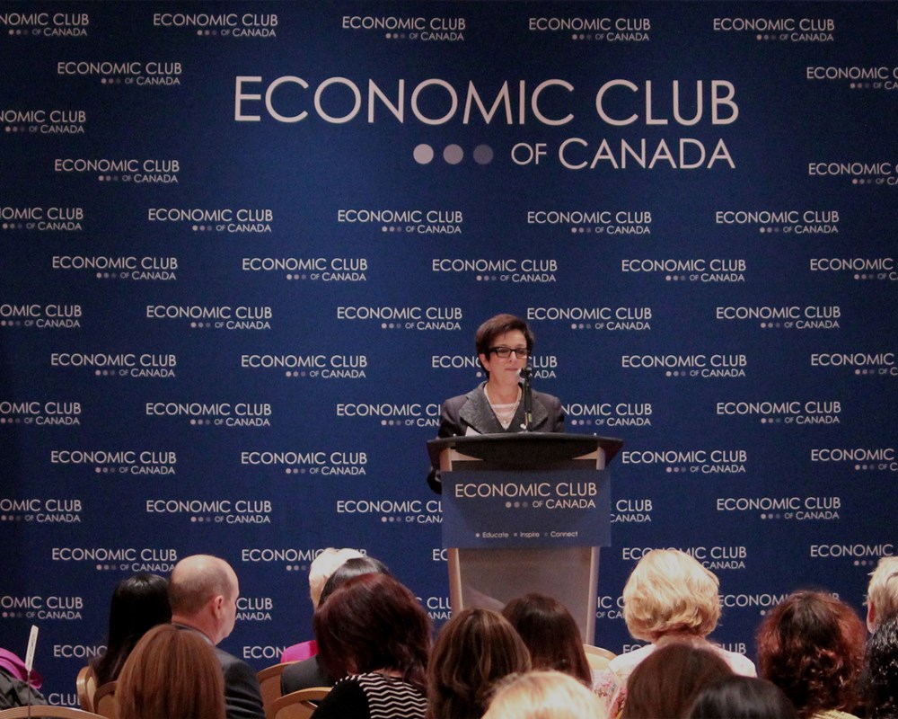 Picture of CAMH President and CEO Catherine Zahn speaking at the Economic Club of Canada