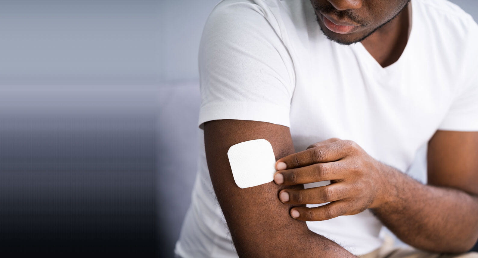 Man with a nicotine patch