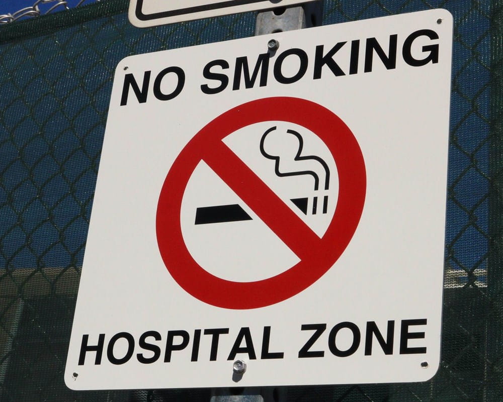 One of the many No Smoking-Hospital Zone signs installed around CAMH Queen Street
