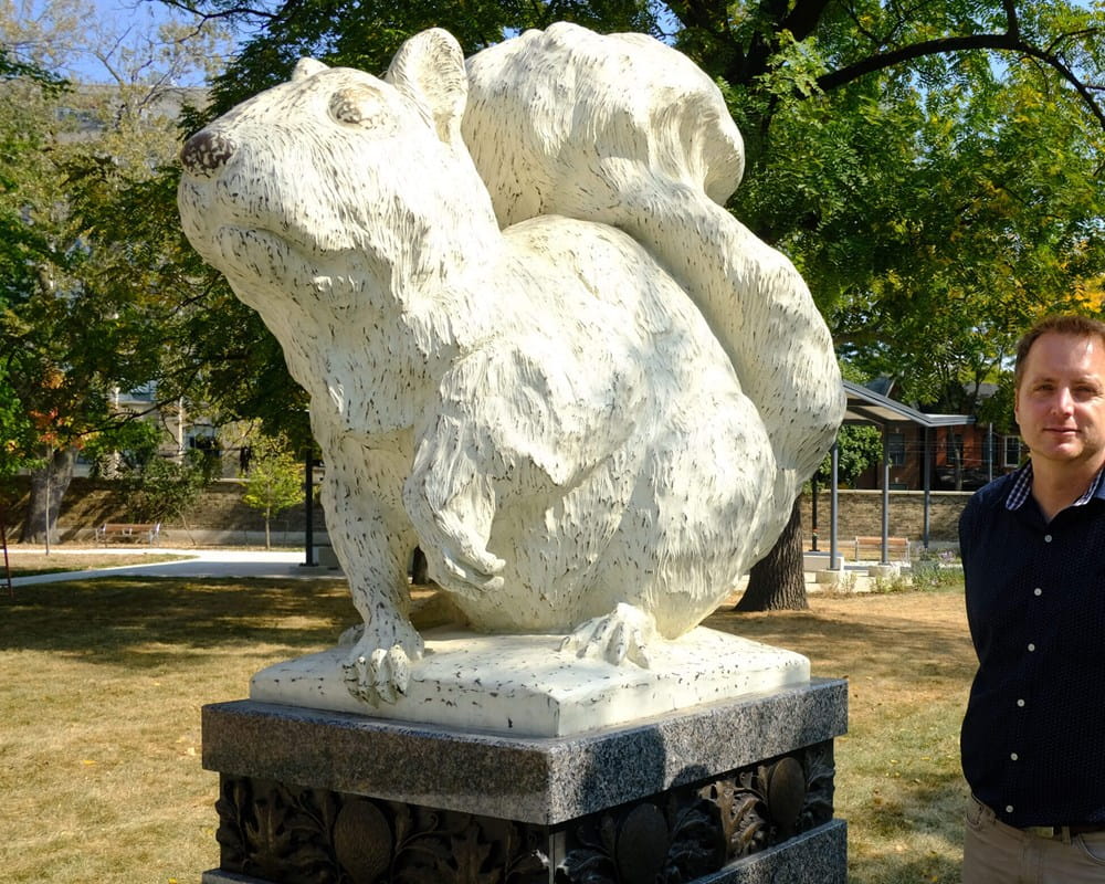 White squirrel sculpture