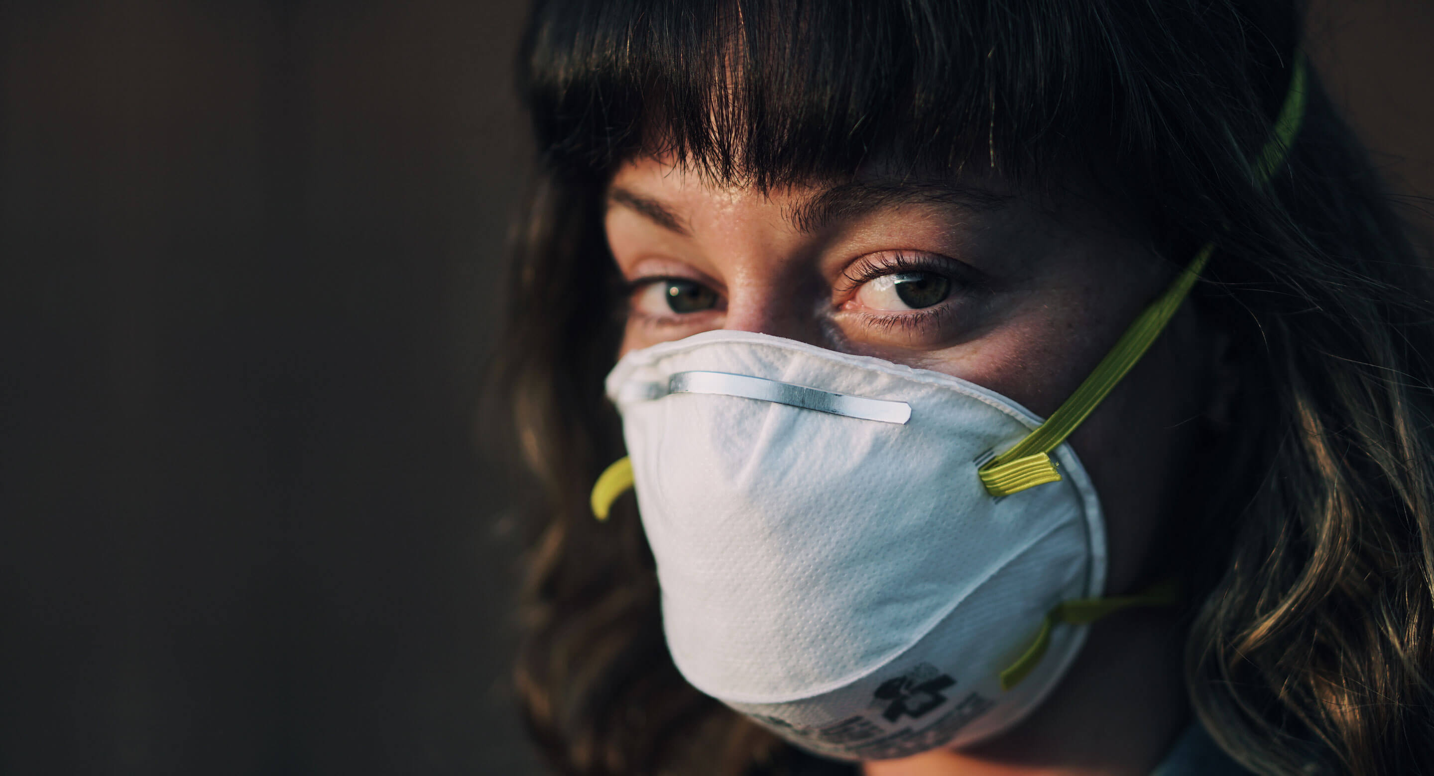Woman wearing an N-95 mask