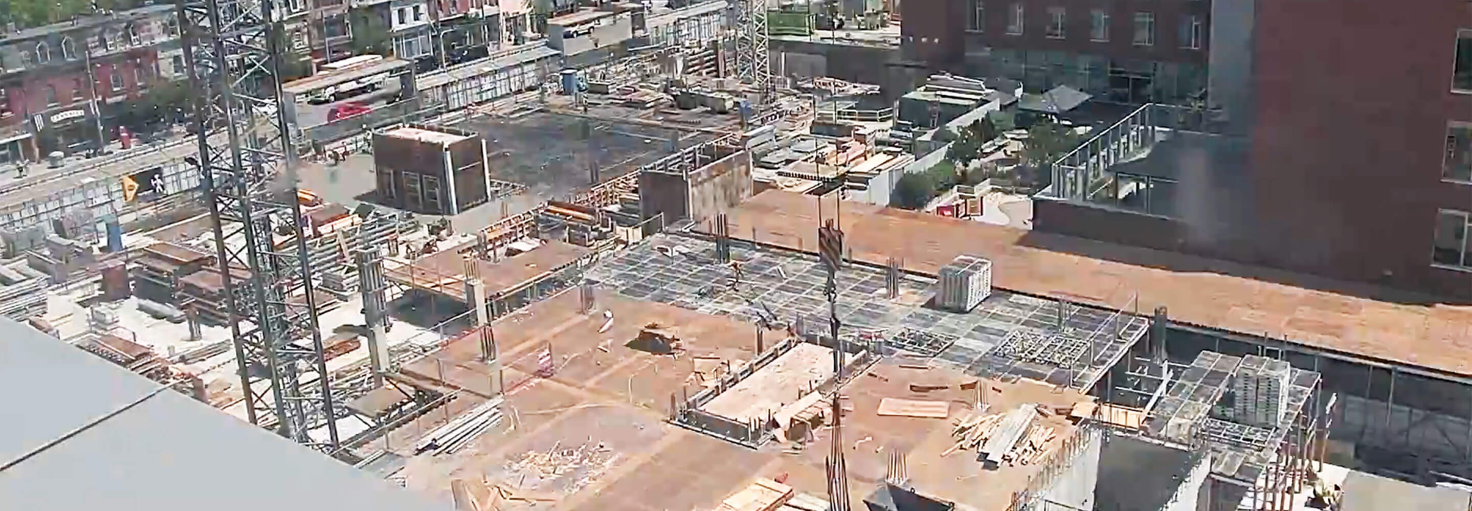 Screenshot of video showing construction during Phase 1C of CAMH Queen Street Redevelopment Project