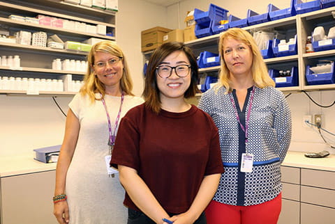 from left to right, Andrea Tsanos, Advance Practice Clinician Leader (Psychotherapist); Maria Zhang, Advance Practice Clinical Leader (Pharmacist); Alison Watson, Advance Practice Clinical Leader (Nurse).