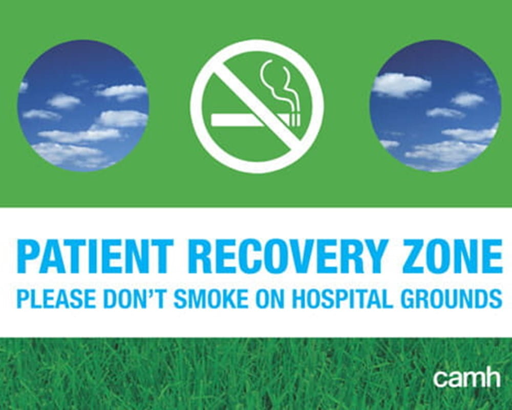 A patient recovery zone sign with the phrase 