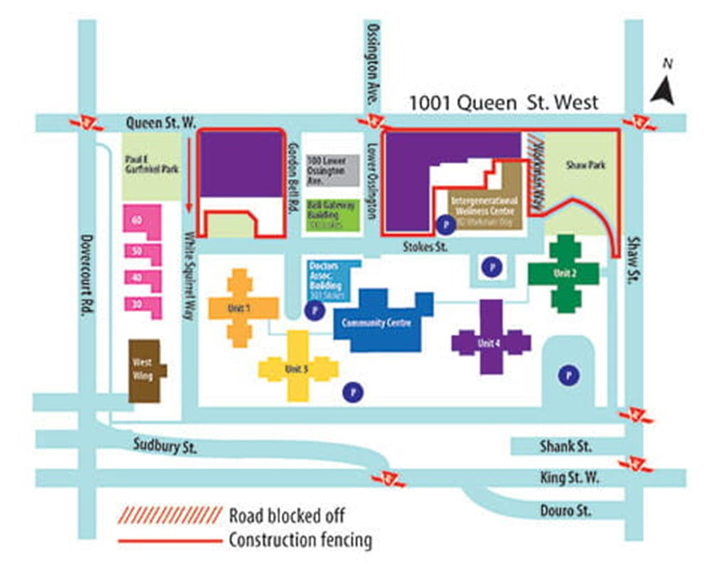 A map of the CAMH Queen Street site. 