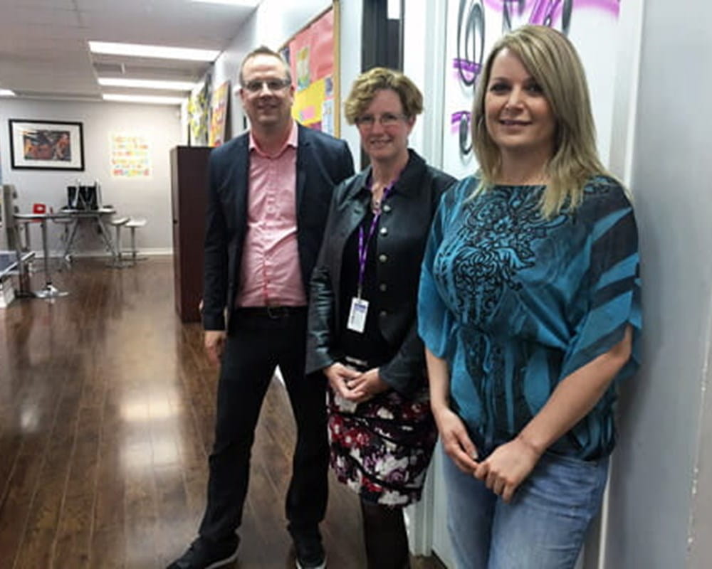 L to R: David O'Brien East Metro Youth Services; Dr. Joanna Henderson clinician scientist and Director of the McCain Centre at CAMH; Olivia Heffernan Youth Engagement Facilitator, CAMH 