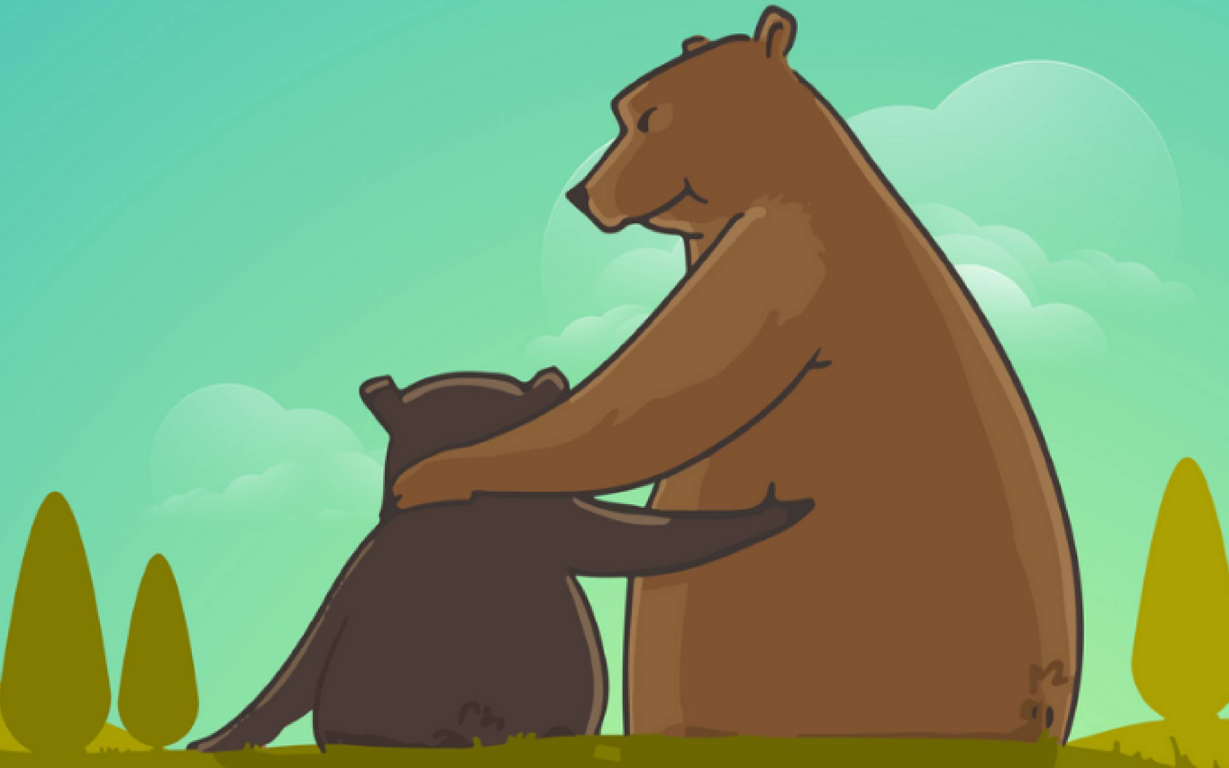 Cartoon of bears hugging