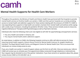 CAMH Mental Health supports for Health Care Workers form 2025